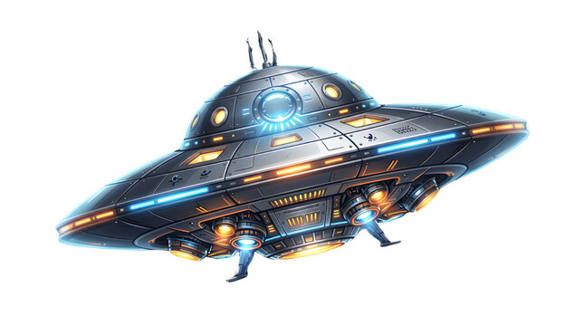 Flying Saucer PNG Isolated &ndash; UFO Spacecraft Illustration