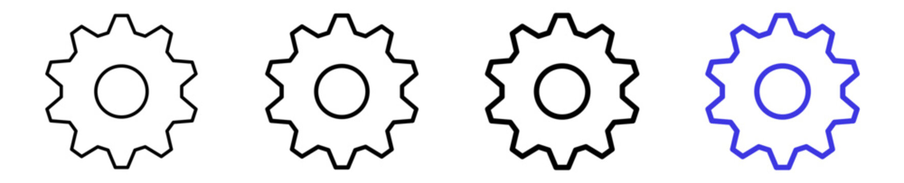 Configuration gear options technical support line icon set. Editable vector stroke icon design.
