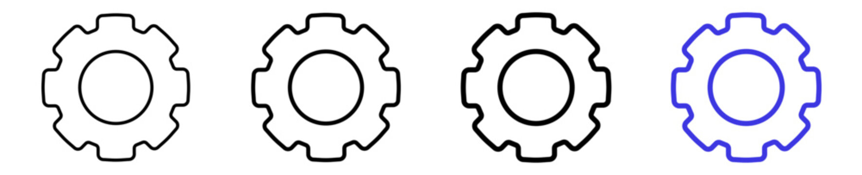 Settings gear options system configuration line icon set. Editable vector stroke icon design