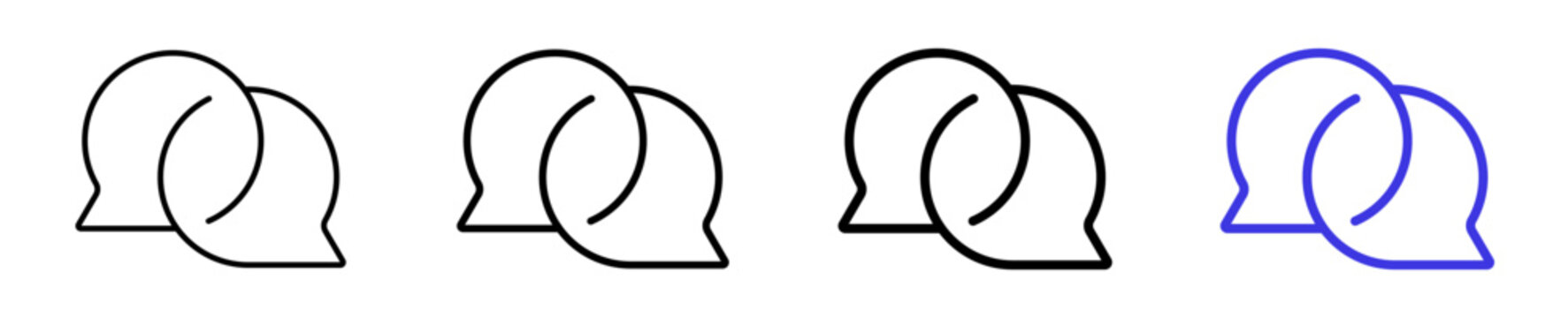 Chat conversation discussion message linear icon collection design. Editable vector stroke icons.