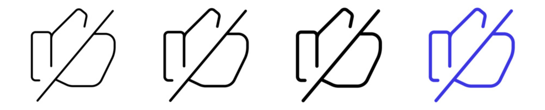 Unlike cancel remove reaction thumbs linear icon collection design. Editable vector stroke icons.
