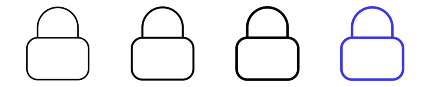 Lock closed padlock security privacy linear icon collection design. Editable vector stroke icons