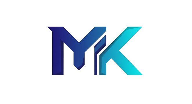 Modern Blue Mk Lettermark Logo Centered on Clean White Background