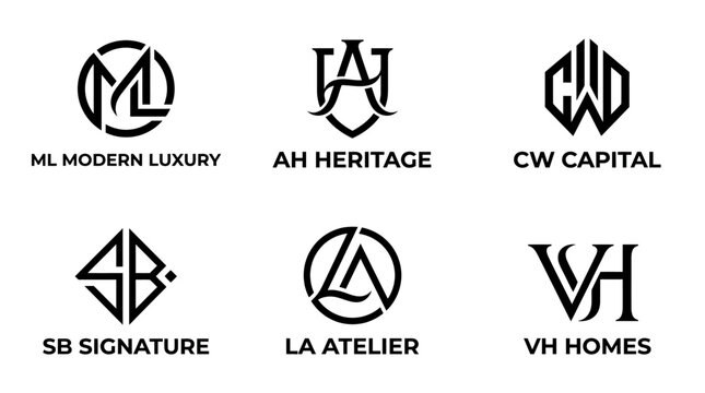 Black and white company logos.