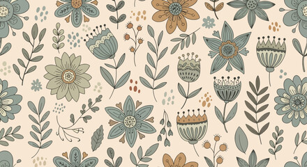Scandinavian style colorful small flower vector pattern © Lola