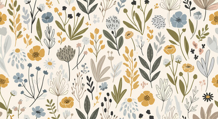 Scandinavian style hand drawn small flower pattern © Lola