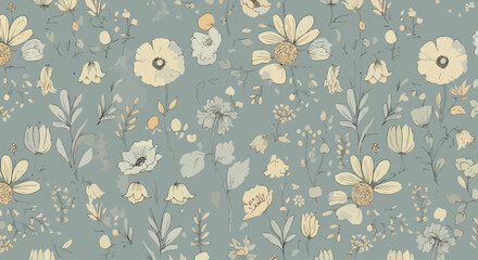 Scandinavian style retro small flower vector design © Lola