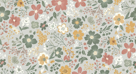 Scandinavian style small flower seamless vector design © Lola