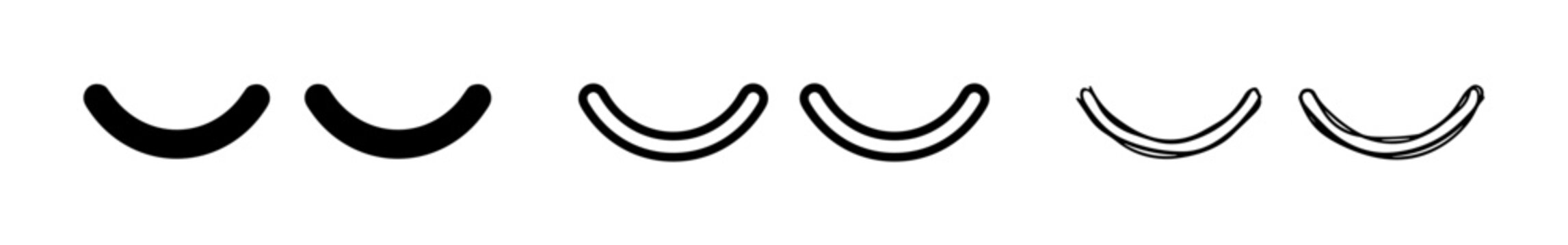 3 Crescent Moon Shapes Icon Set, Outline and Solid Styles, for Celestial and Night Themes