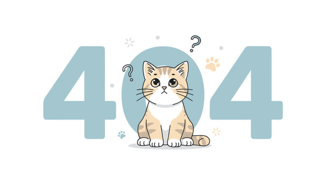 404 Error Page Cat Illustration