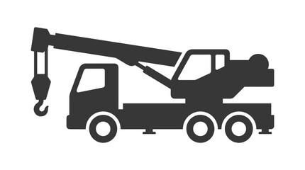 Naklejka premium Mobile Crane Truck Silhouette Icon Industrial Vehicle.