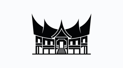 Fototapeta premium Traditional Indonesian Minangkabau House Vector Illustration.