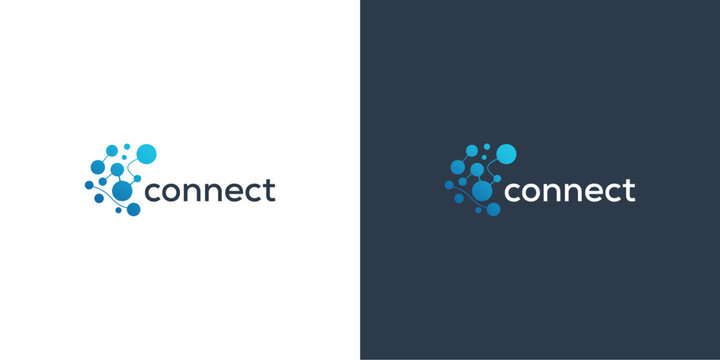 Abstract network connection logo with molecular node structure.