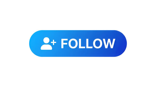 3d follow button with plus icon on teal gradient background for social media ui