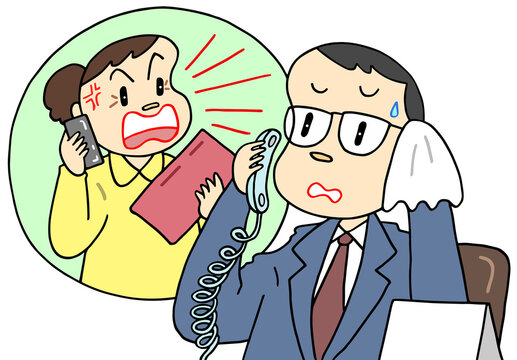 社会問題のイラスト - モンスターカスタマー・カスタマーハラスメント