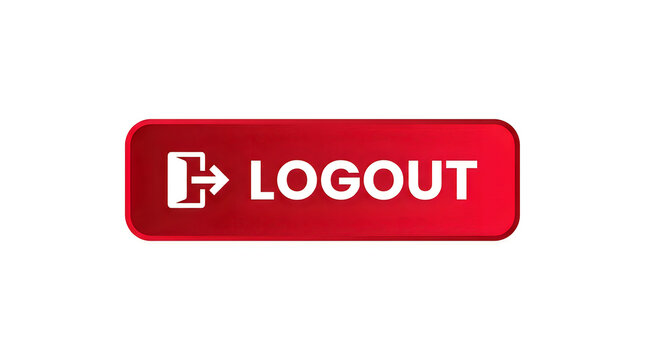 red logout button with right arrow icon on white background for user interface design