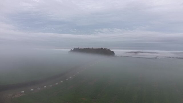 Misty Morning Drone Shot of the Dorset Countryside