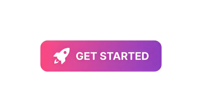 vibrant purple get started button with rocket icon for web and app launch