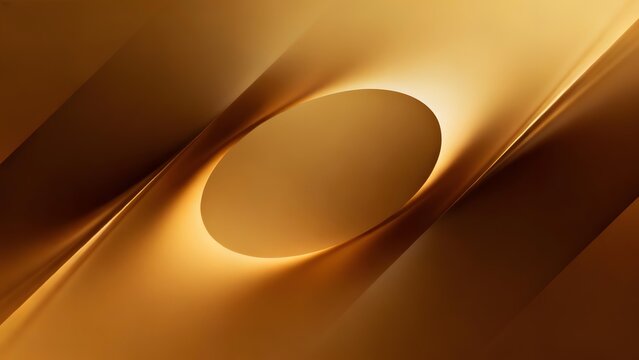 Abstract golden gradient with flowing curves and a central oval shape