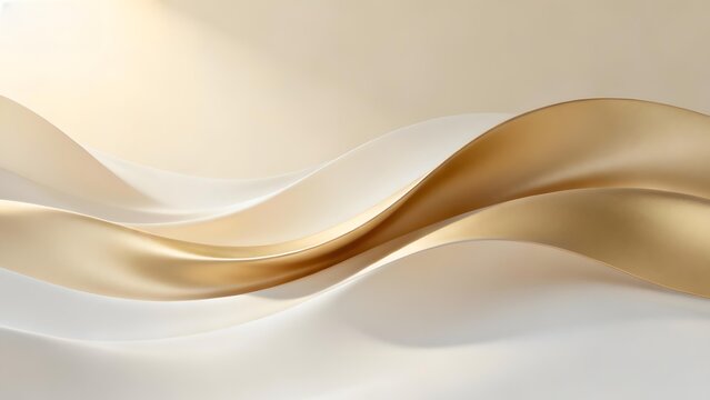 Smooth golden fabric waves on a soft beige background