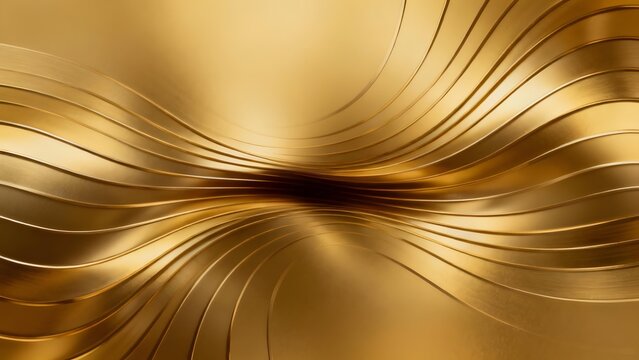 Abstract golden wave pattern with flowing lines and gradient shading