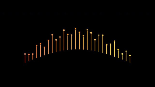 Modern Abstract Digital Data Visualization with Dynamic Orange Yellow Gradient Lines Forming an Arc on a Clean Black Background