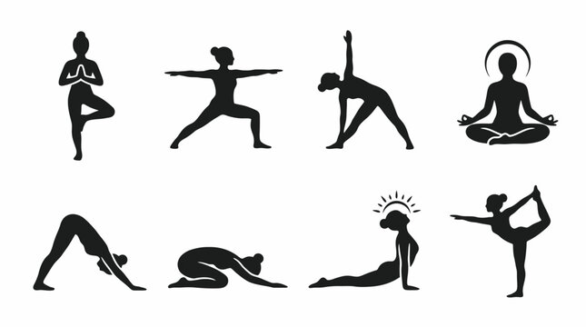 Collection of yoga poses for mindfulness.