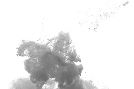 Black color-ink dye melt on white background,Abstract smoke pattern,Colored liquid dye,Splash paint