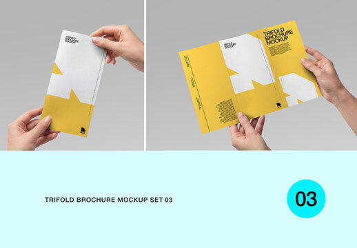 Trifold Brochure Mockup Set 03