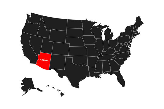 Arizona State, USA, vector map isolated on United states map. Editable blank vector map of USA.