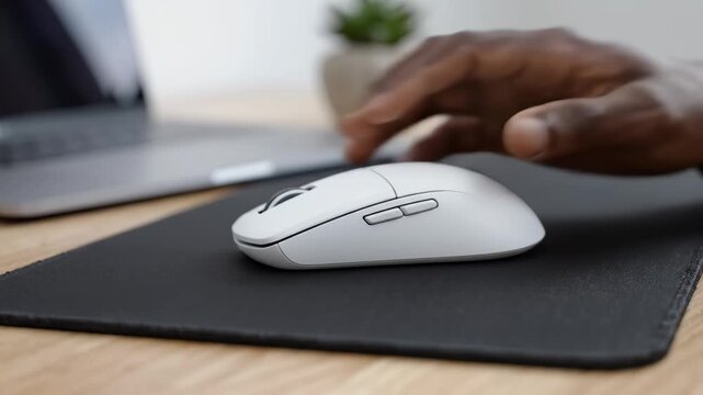 Hand using computer mouse on desk