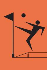 Football Corner Kick Silhouette, Soccer Player Crossing Ball Black and White Vector © Rakib