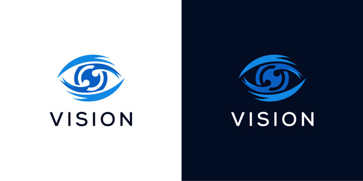 Dynamic abstract eye logo for optometry or vision.