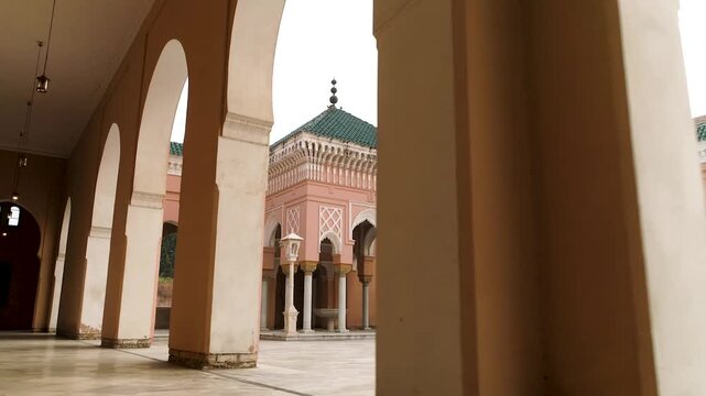 Cinematic establishing shot of the iconic Moorish style mosque in Kapurthala Punjab