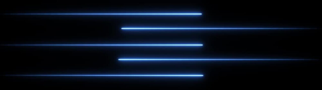 Three parallel glowing blue neon horizontal lines on black background