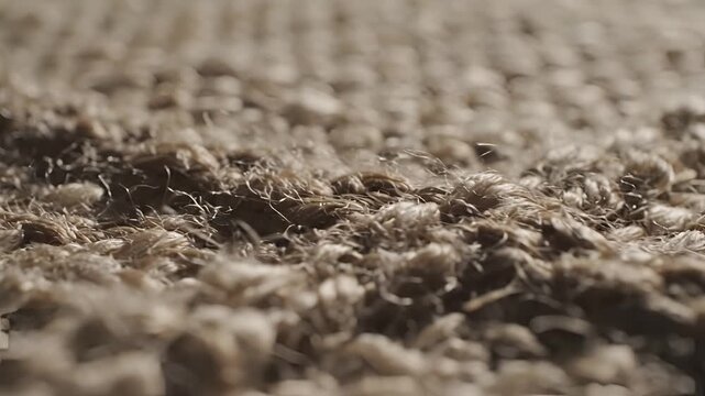 Closeup Macro Shot of Brown Woven Fabric Texture with Shallow Depth of Field.