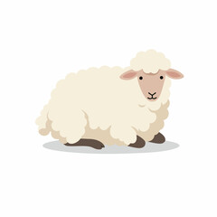 Cute fluffy sheep sitting illustration isolated on white background © Mariposa1818