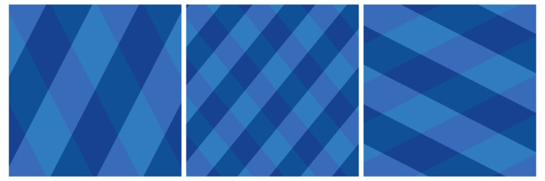 Blue argyle plaid pattern square backgrounds set vector. Classic geometric diamond check textures for Father's Day greeting cards,poster, social media post layout, quiz backdrop, square banner design