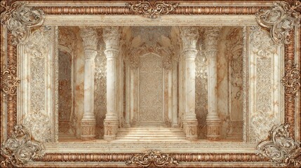 Obraz premium Ornate antique structure interior features detailed marble columns and elaborate framing