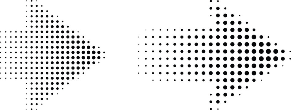 Abstract geometric dot pattern forming symmetrical arrow shapes on transparent background