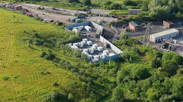 Aerial of BESS Battery Energy Storage System.