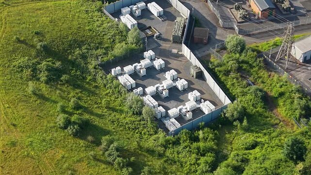Aerial View of BESS Battery Energy Storage System in UK
