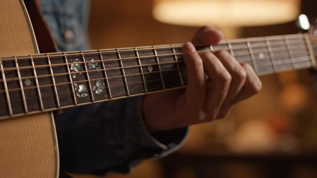 Person playing acoustic guitar