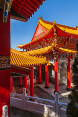 Fototapeta premium Wen Wu Temple courtyard and golden roofs