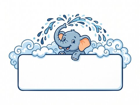 Educational text box banner layout for daycare lessons with a blank horizontal sheet and cute animal clip art