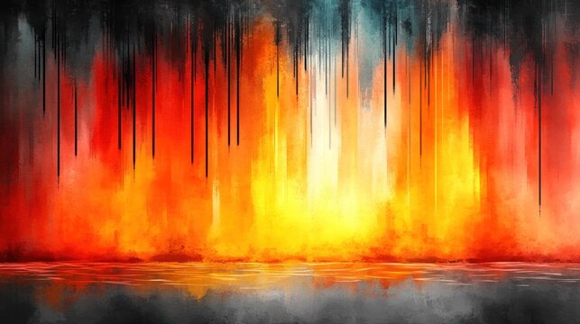 Bright hues ignite a surreal fire blending passion and intensity