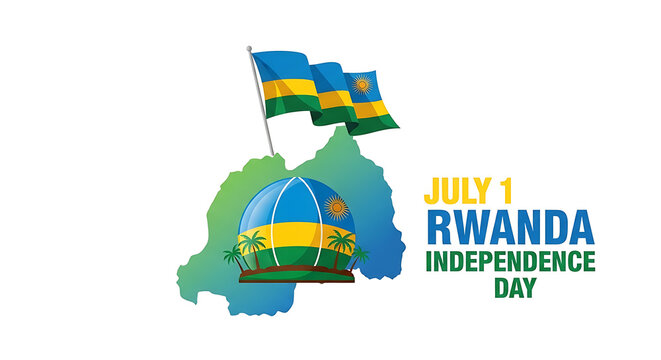Rwanda independence day july 1 colorful icon with flag