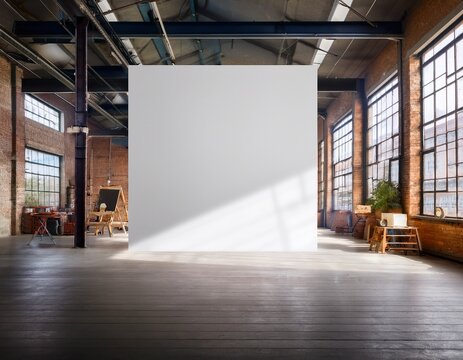 blank canvas in industrial loft
