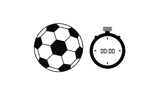 Soccer ball with stopwatch countdown timer ? football training, match timing, sports clock illustration