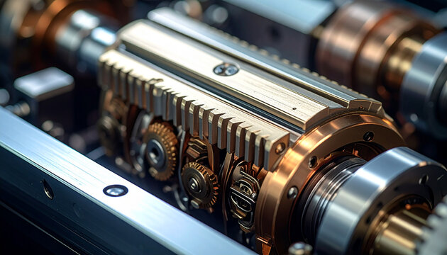 Mechanical gear assembly close up